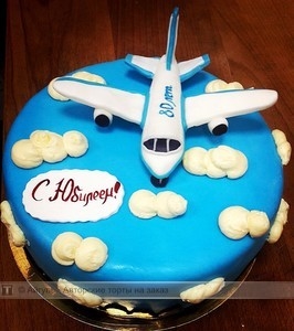 Красивый торт с рисунком самолета003