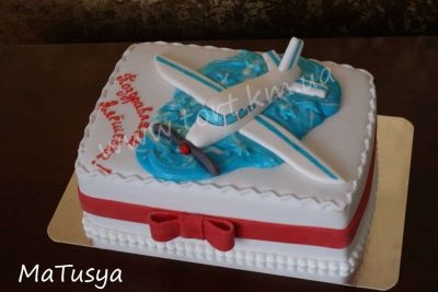 Красивый торт с рисунком самолета004