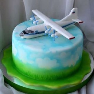 Красивый торт с рисунком самолета026