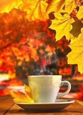 Осенние листья и кофе картинки красивые и милые023
