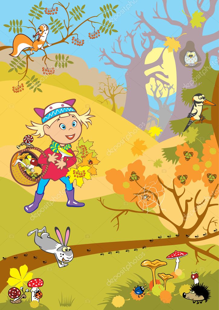 Осенний лес с грибами картинки для детей (22)