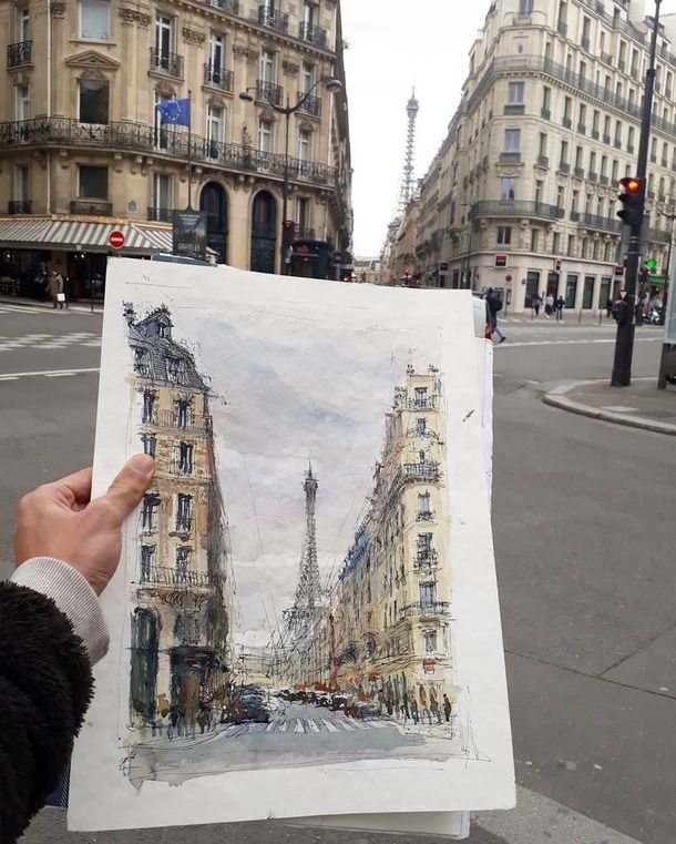 Париж картинки рисованные   35 рисунков (13)