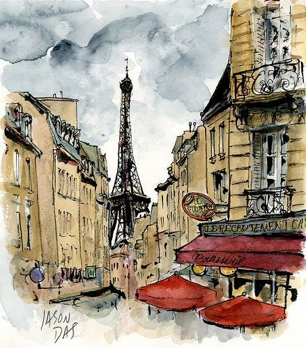Париж картинки рисованные   35 рисунков (19)