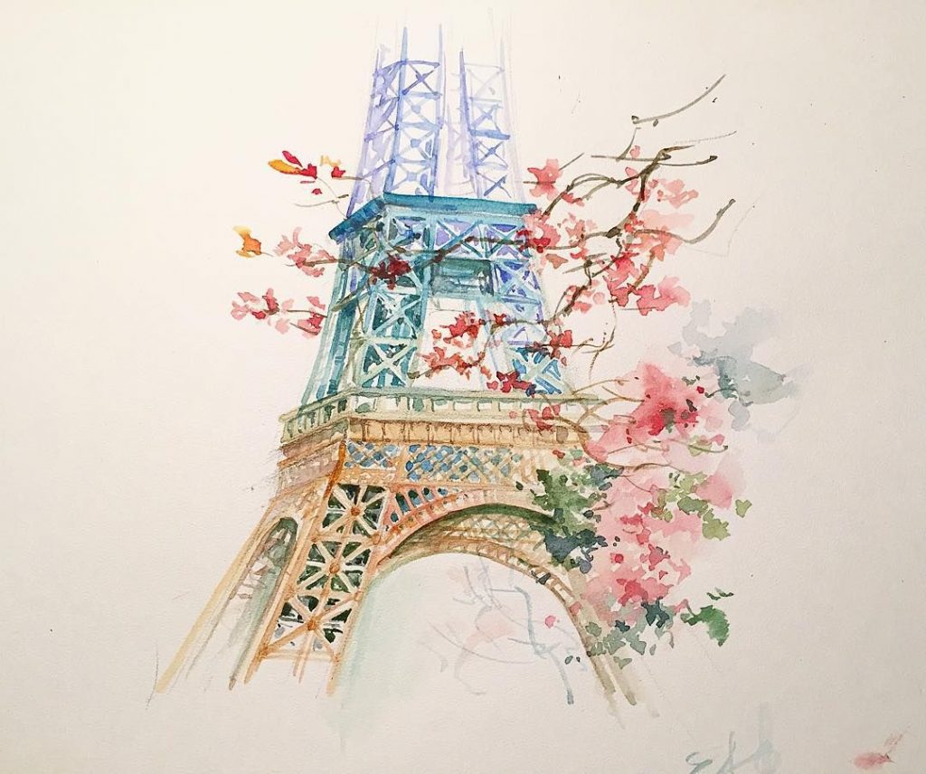 Париж картинки рисованные - 35 рисунков (7)