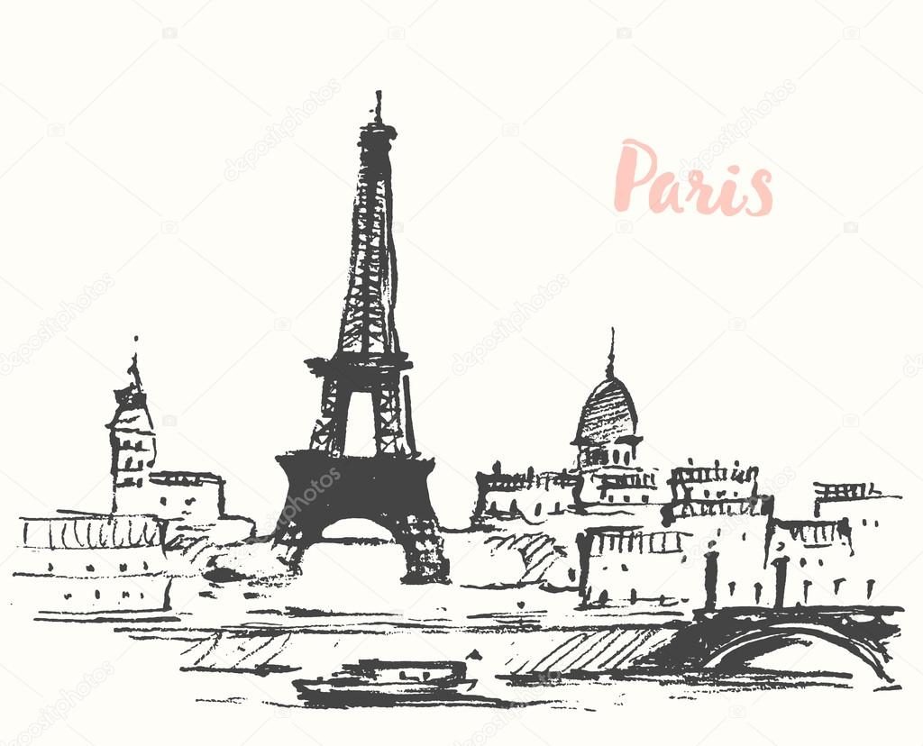 Париж рисованные картинки013