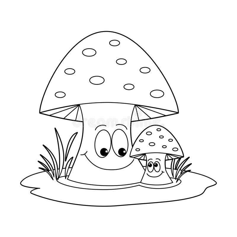 Пенек с грибами раскраска для детей009