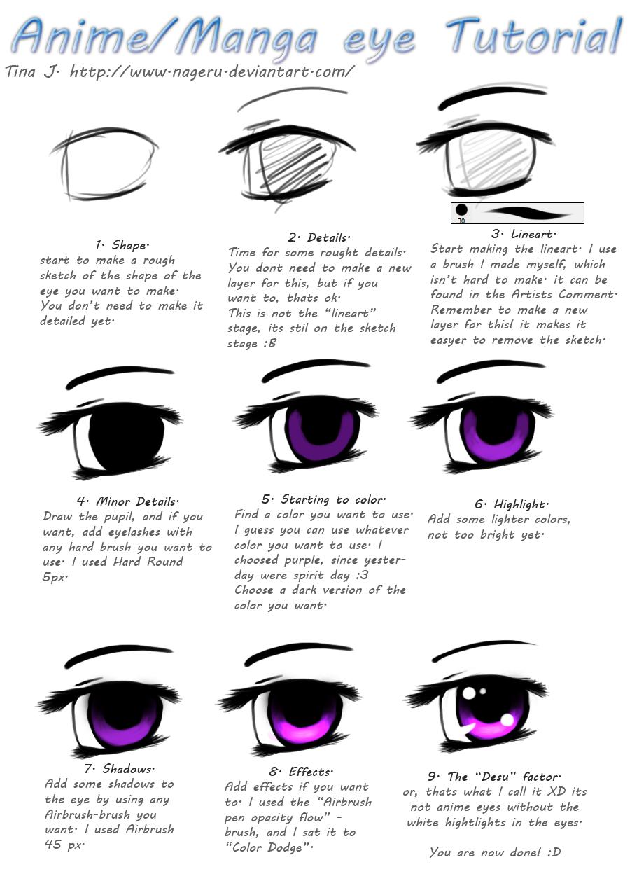 Подробные туториалы аниме глаз (11)