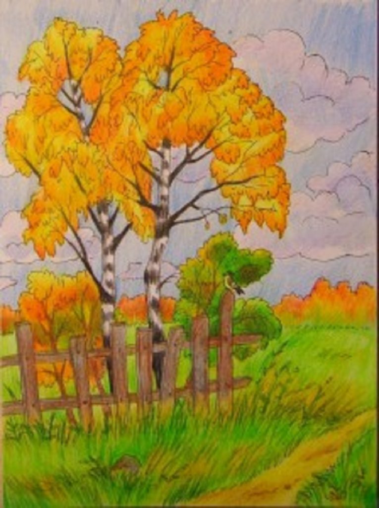 Рисование осеннего пейзажа гуашью - лучшие картины (25)