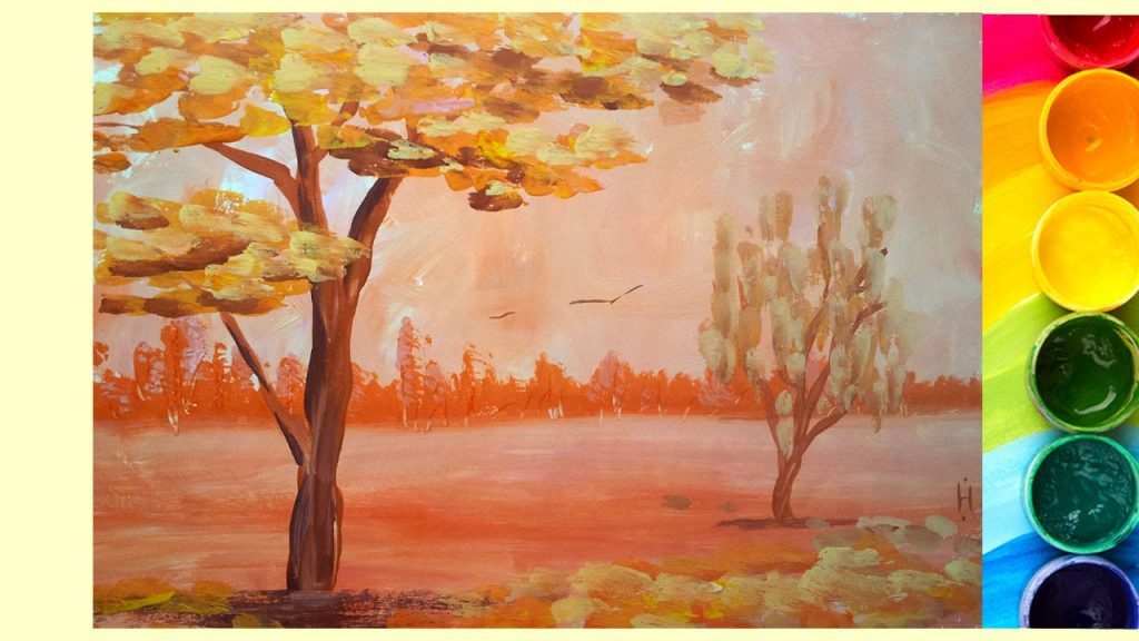 Рисование осеннего пейзажа гуашью - лучшие картины (28)