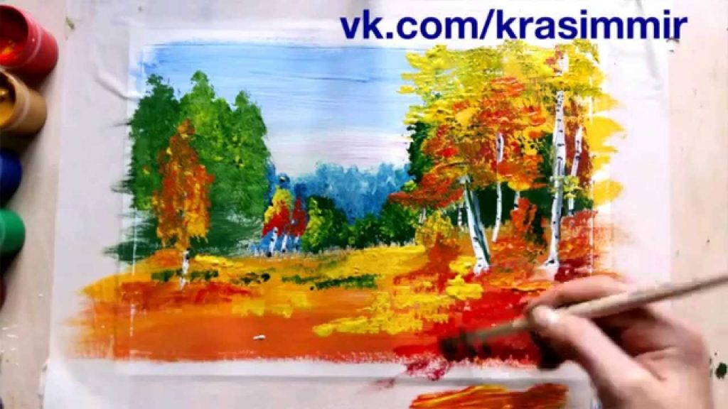 Рисование осеннего пейзажа гуашью - лучшие картины (3)