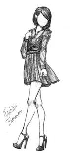 Рисунки девушек карандашом в полный рост в платьях (21)