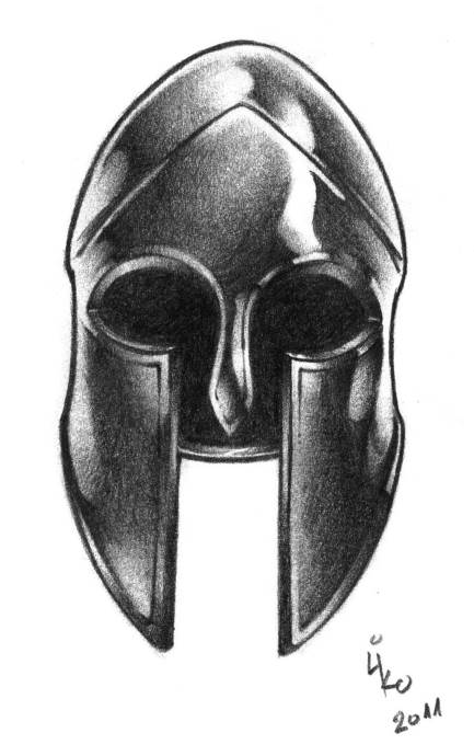 Спартанский шлем тату эскизы (20)