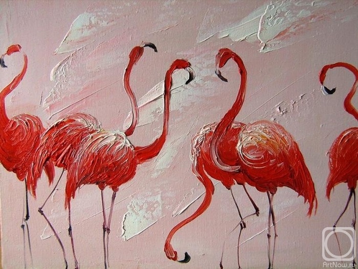 Удивительные картины фламинго маслом007