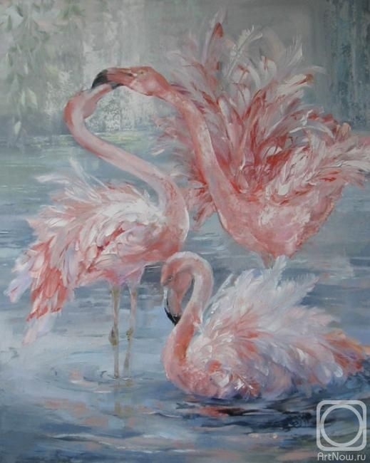 Удивительные картины фламинго маслом016