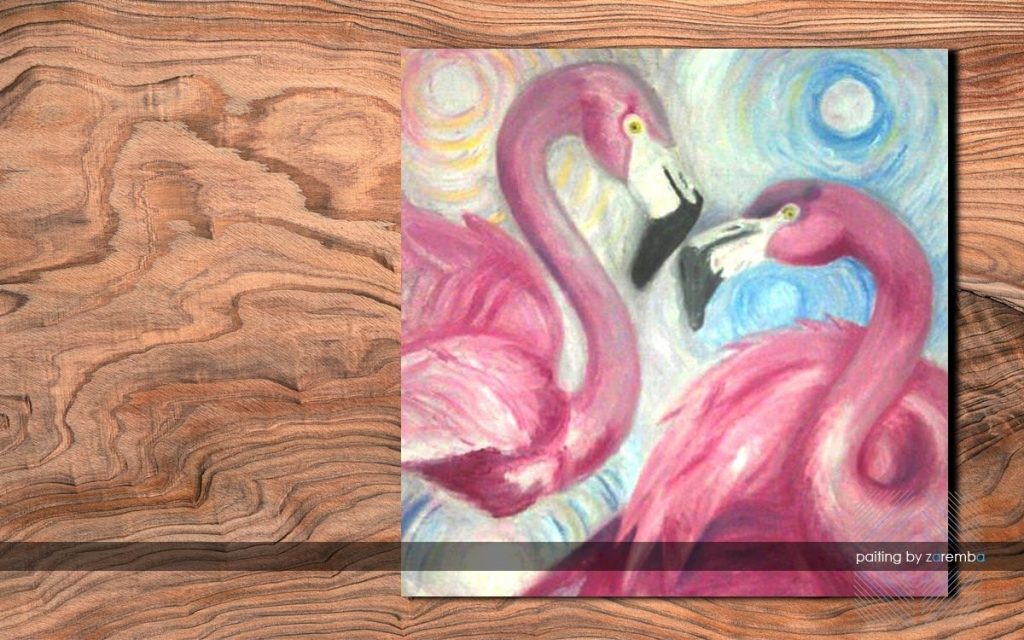 Удивительные картины фламинго маслом019