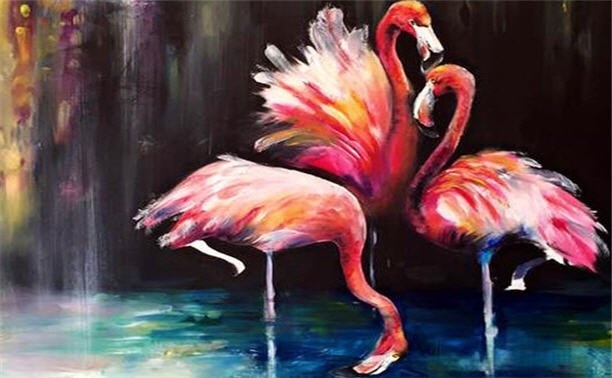 Удивительные картины фламинго маслом021