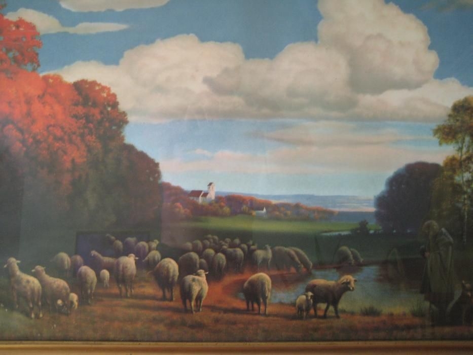 Пастух и овцы картина004