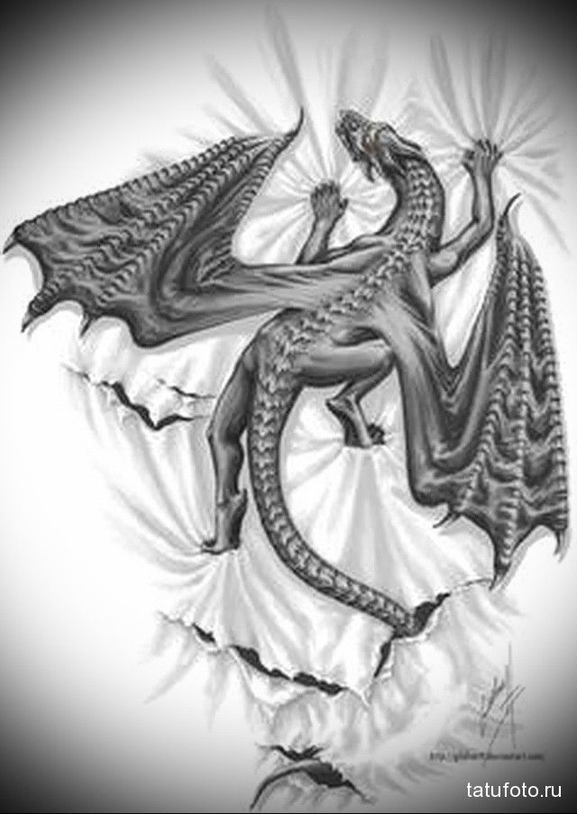 Эскиз дракон с цветами   подборка фото002