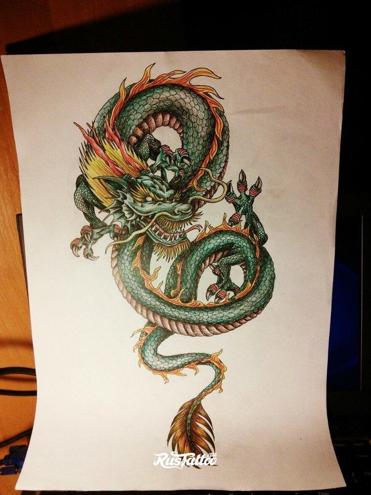 Эскиз дракон с цветами   подборка фото011