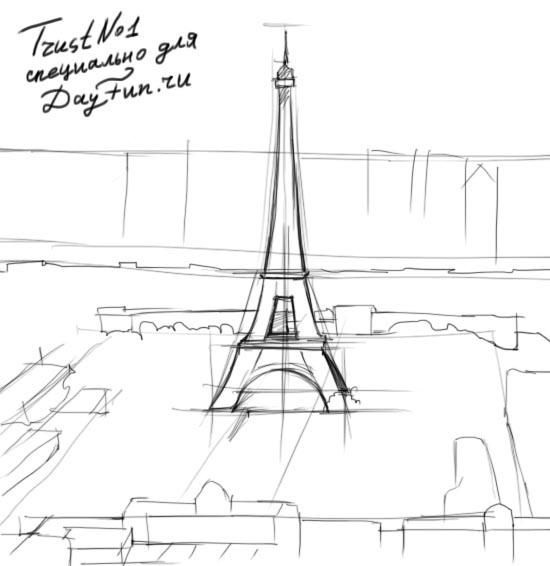 Красивые рисунки Эйфелевой башни для срисовки015