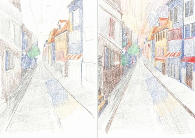 Красивые рисунки улиц для срисовки023