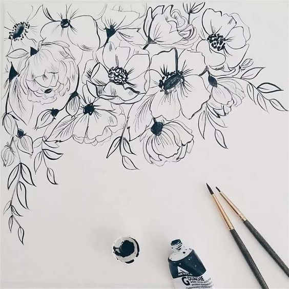 Красивые рисунки цветов для срисовки (10)