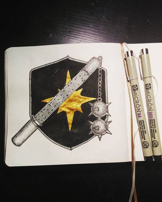 Красивые рисунки щитов и мечей для срисовки (7)