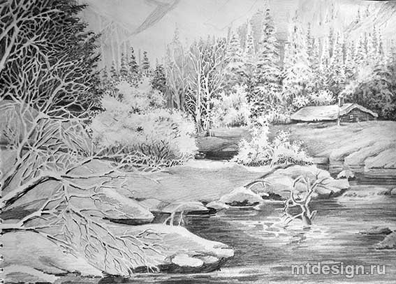 Красивый рисунок карандашом зимы (10)