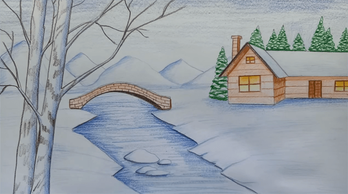 Красивый рисунок карандашом зимы (2)