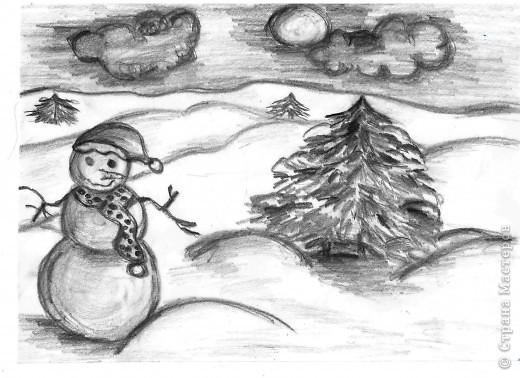 Красивый рисунок карандашом зимы (6)