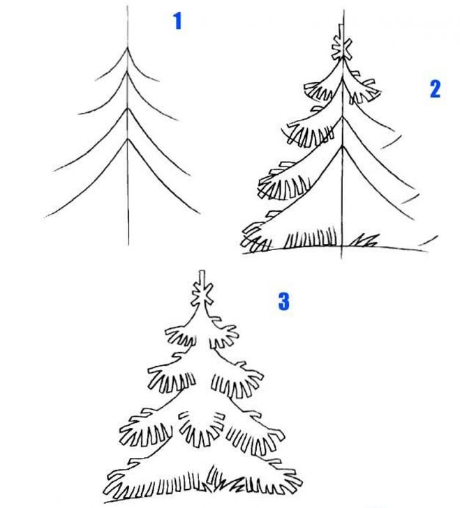 Как нарисовать елку легко для детей