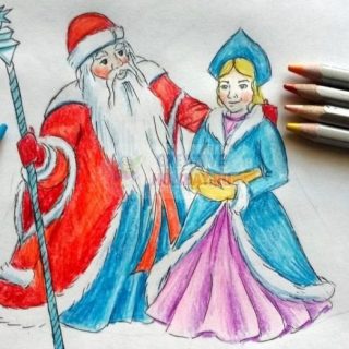 Дед Мороз и Снегурочка красивые рисунки (2)