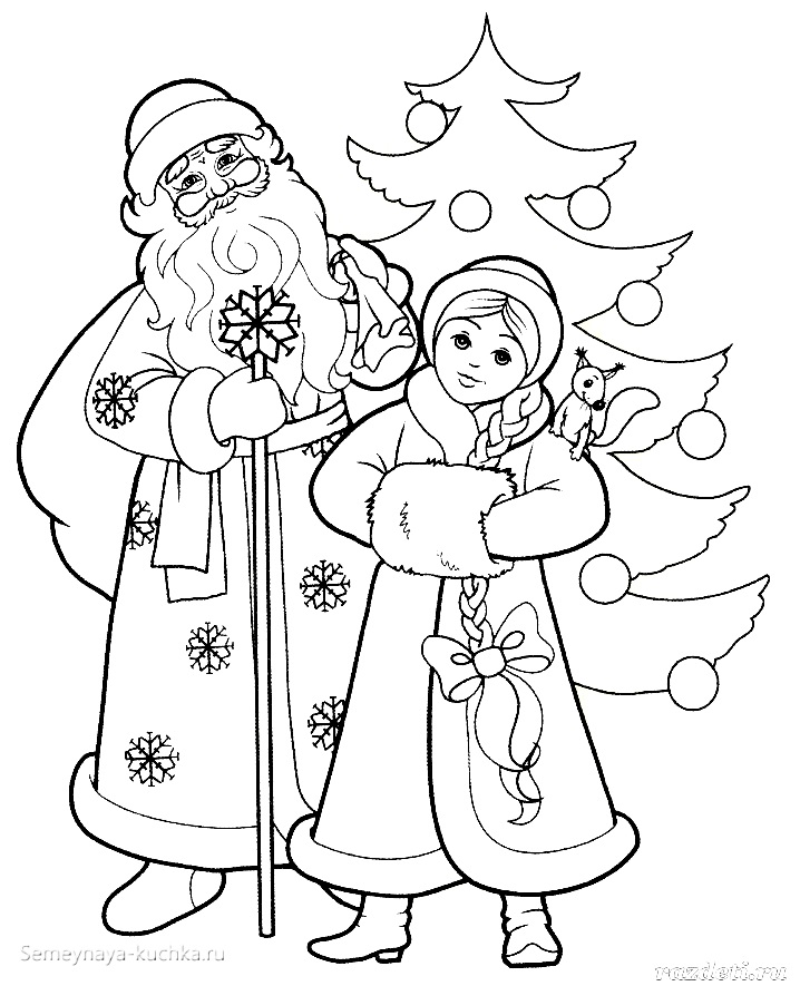 Дед Мороз и Снегурочка красивые рисунки (26)