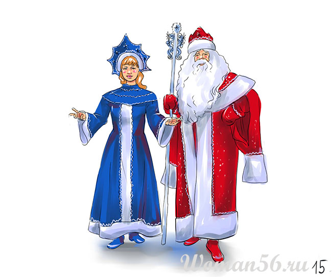 Дед Мороз и Снегурочка красивые рисунки (3)