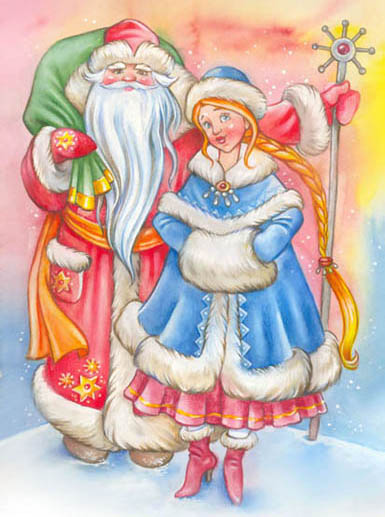 Дед Мороз и Снегурочка красивые рисунки (9)