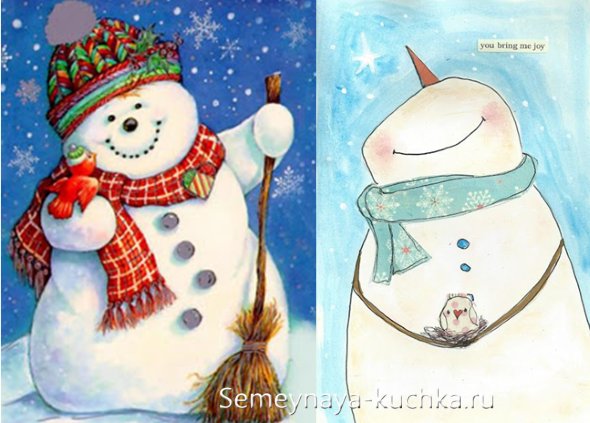 Красивые и милые рисунки снеговиков (3)