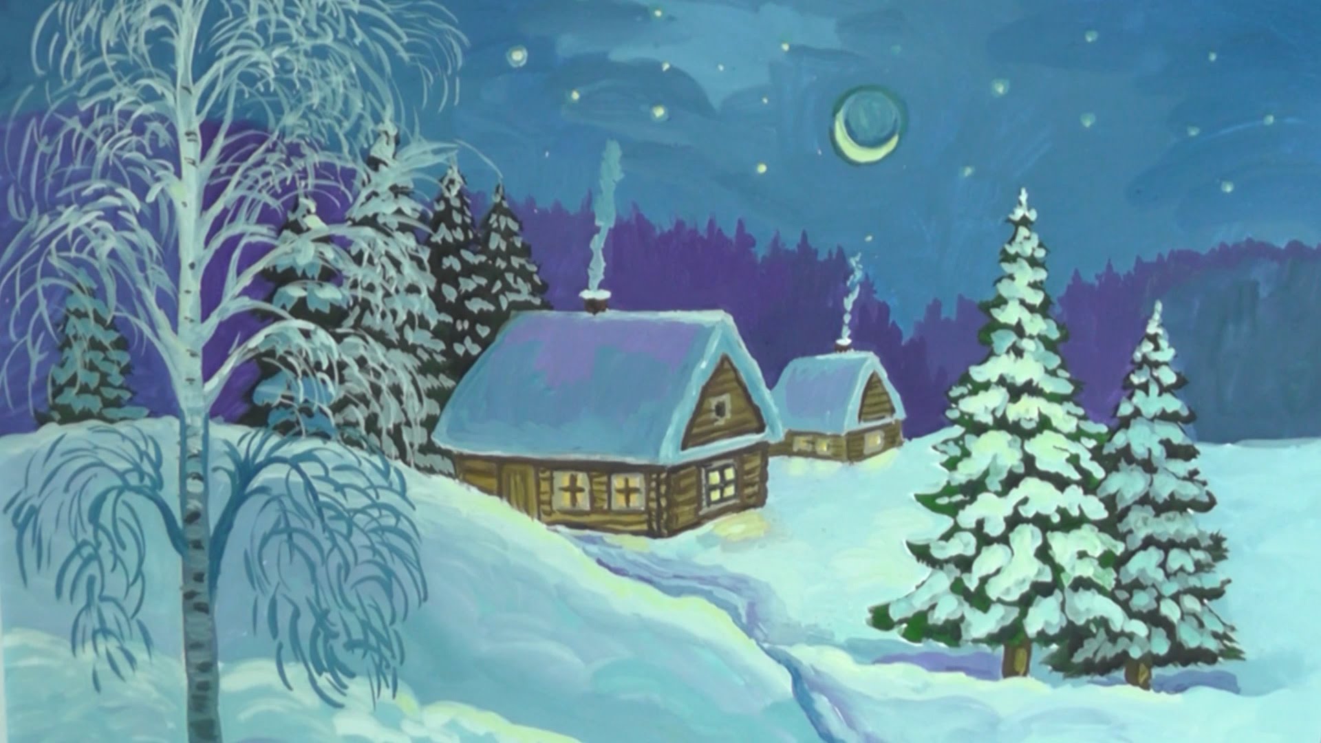 Красивые рисунки зимы для детей карандашом (25)