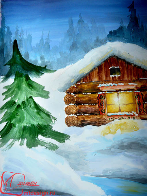 Красивый рисунок на тему встреча зимы (11)