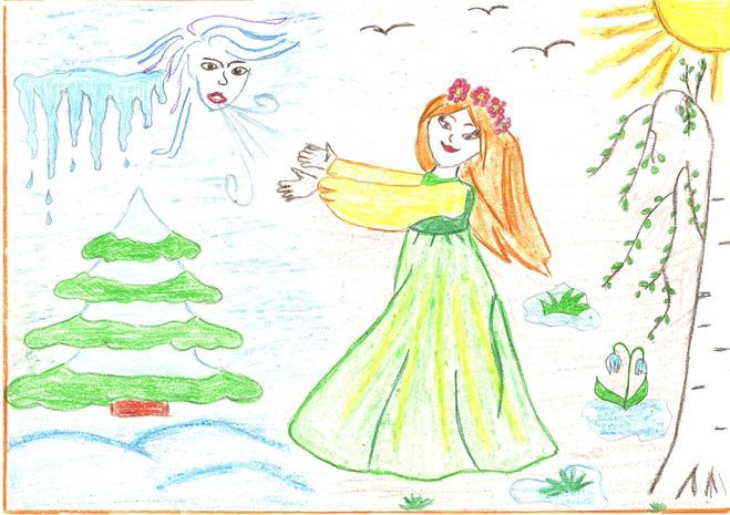 Красивый рисунок на тему встреча зимы (14)