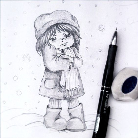 Рисунки зимы для детей 3 класса (12)