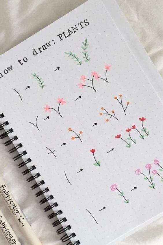 Красивые рисунки цветов для срисовки в свой дневник - 40 лучших идей (1)