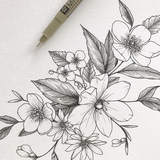 Красивые рисунки цветов для срисовки в свой дневник   40 лучших идей (12)