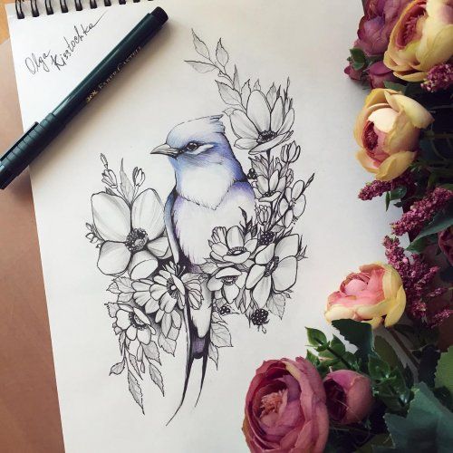 Красивые рисунки цветов для срисовки в свой дневник   40 лучших идей (34)