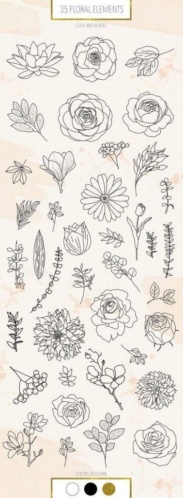 Красивые рисунки цветов для срисовки в свой дневник - 40 лучших идей (36)