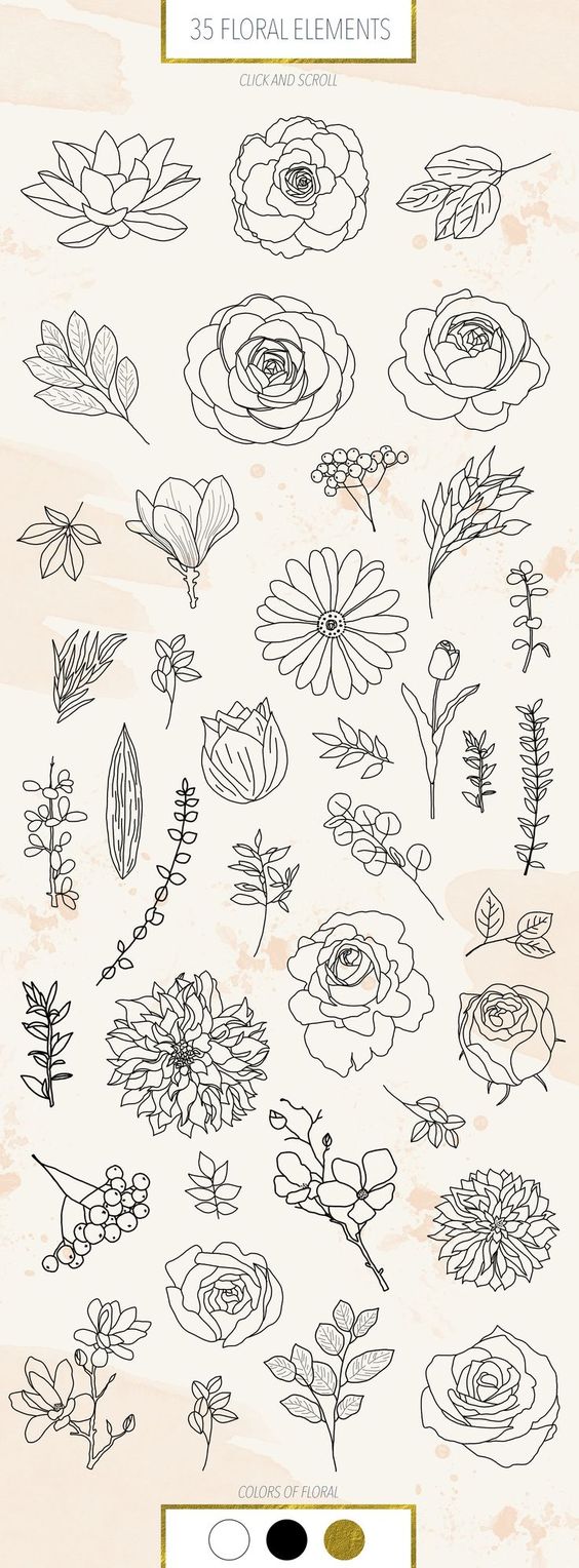 Красивые рисунки цветов для срисовки в свой дневник   40 лучших идей (36)