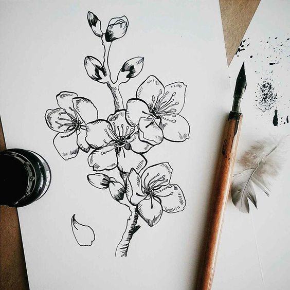 Красивые рисунки цветов для срисовки в свой дневник   40 лучших идей (7)