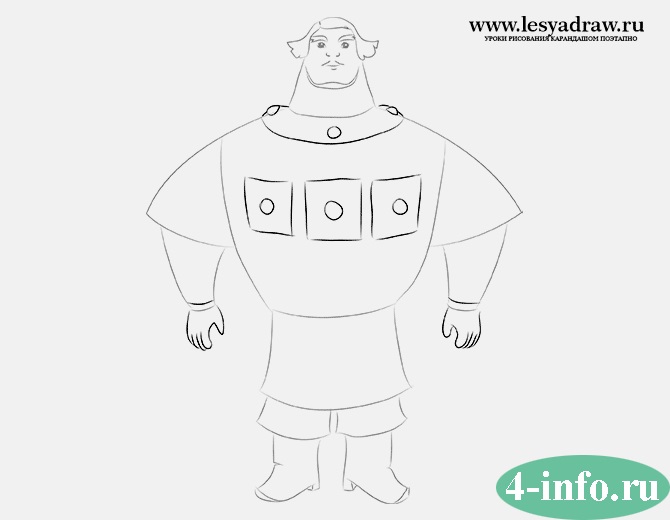 Рисуем богатыря поэтапно для детей 2 класса