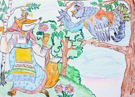 Детский рисунок лиса и тетерев (19)