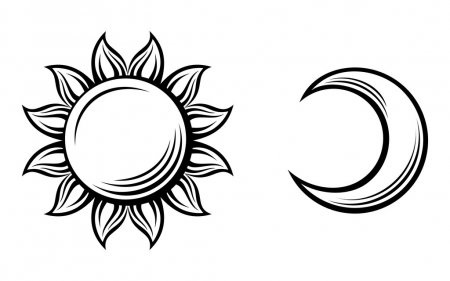 Солнце и луна рисунок (15)