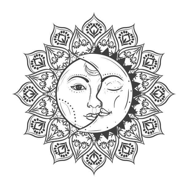 Солнце и луна рисунок (21)